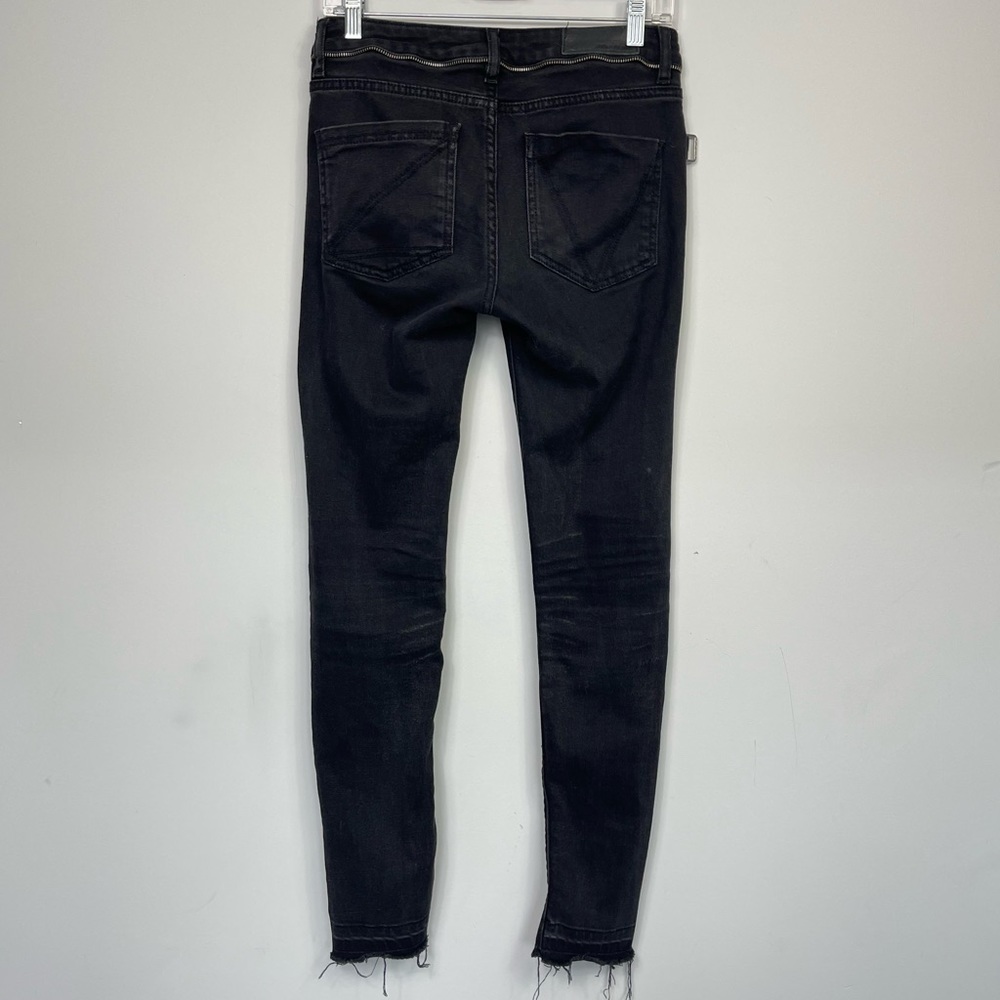 Zadig & Voltaire Paris Eva Zip Jeans Raw Released Hem Slim Skinny Black 27 - Picture 8 of 16